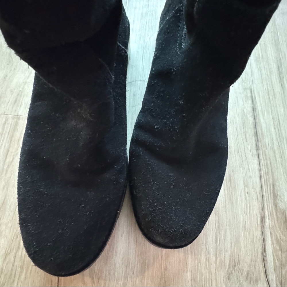 Tory Burch Wayland Tall Black Suede Boot Size 9 - Picture 3 of 12